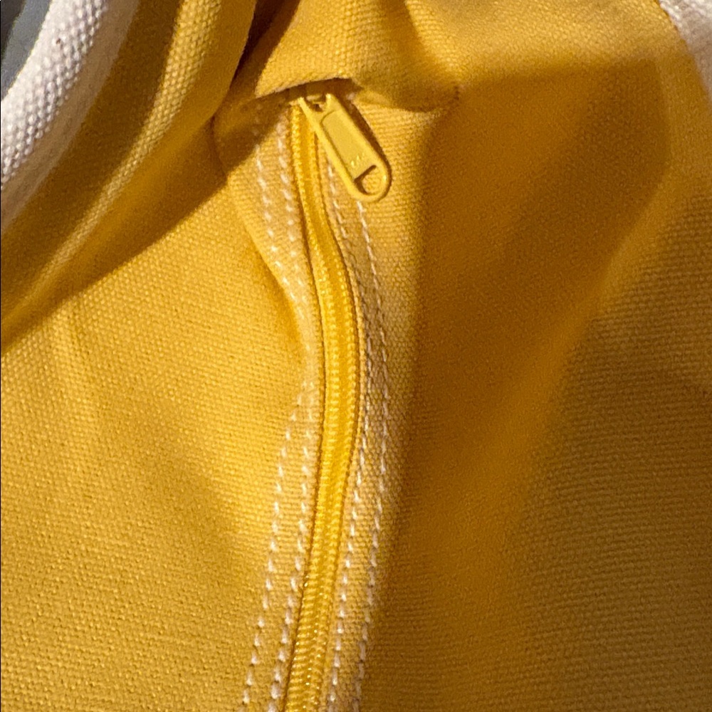 Lands End zip top tote beige and gold zip top Canvas Tote Bag - Picture 7 of 8